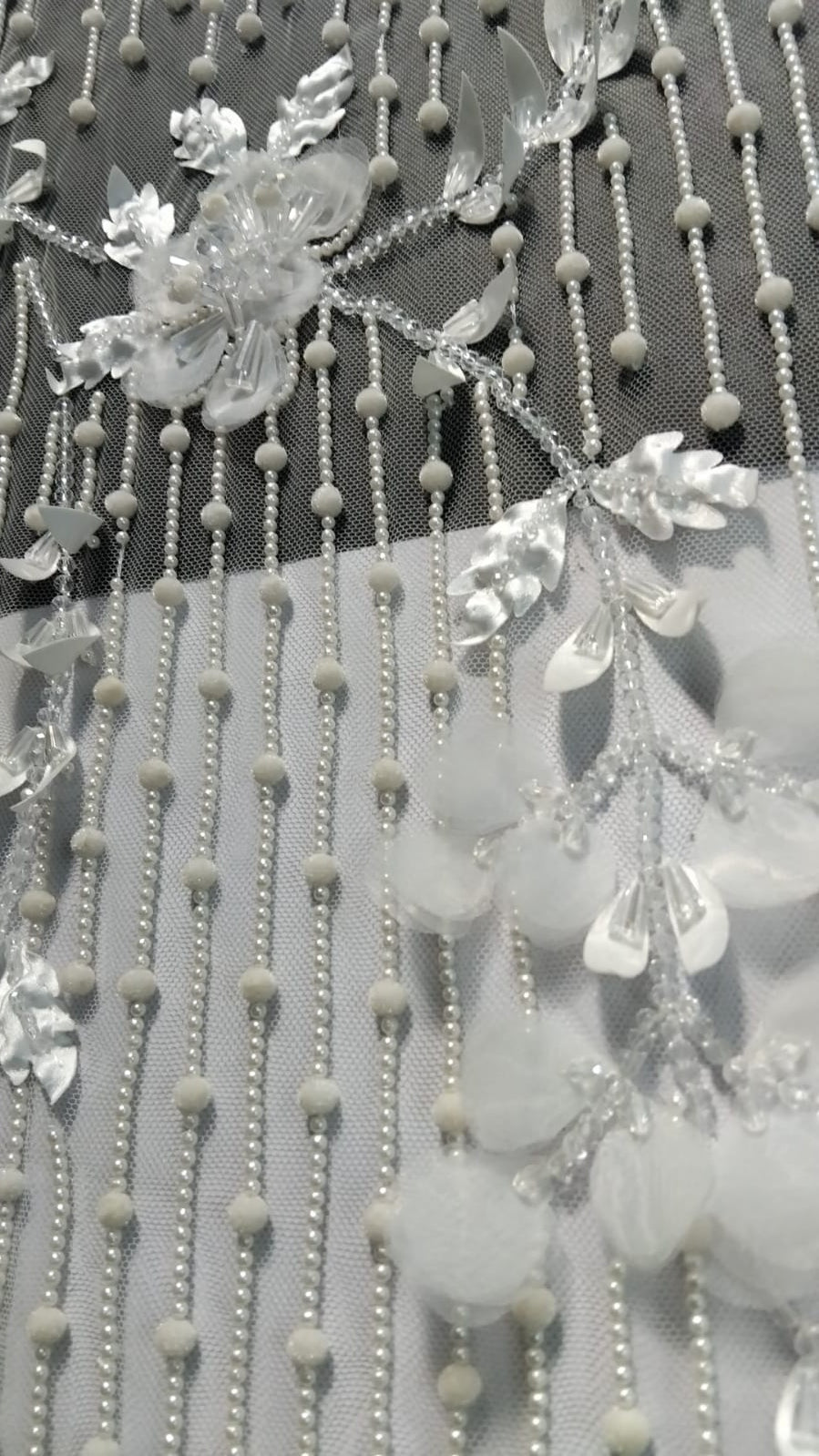 Ivory Zari Embroidered Net Fabric