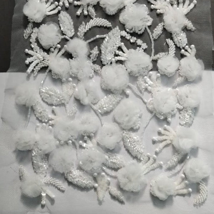 Ivory Zari Embroidered Net Fabric