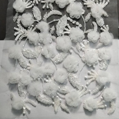 Ivory Zari Embroidered Net Fabric